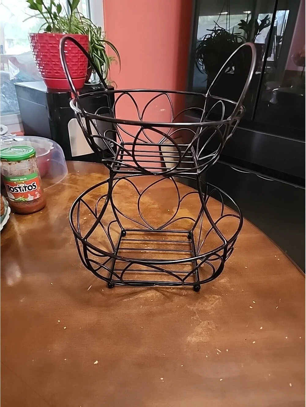 2-Tier Countertop Fruit Basket Bowl Storage, Black